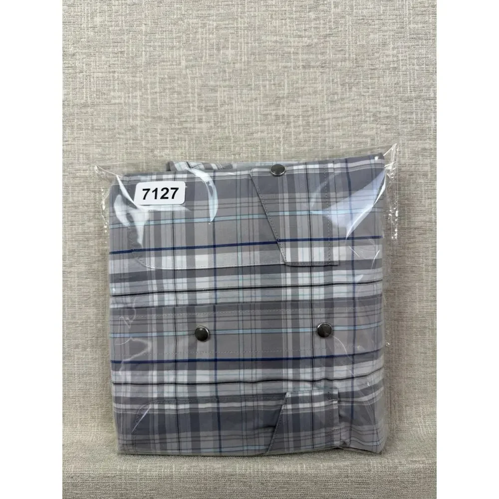 Ariat Pro Series Western Shirt Men’s Medium Gray Plaid Pearl Snap Long Sleeve